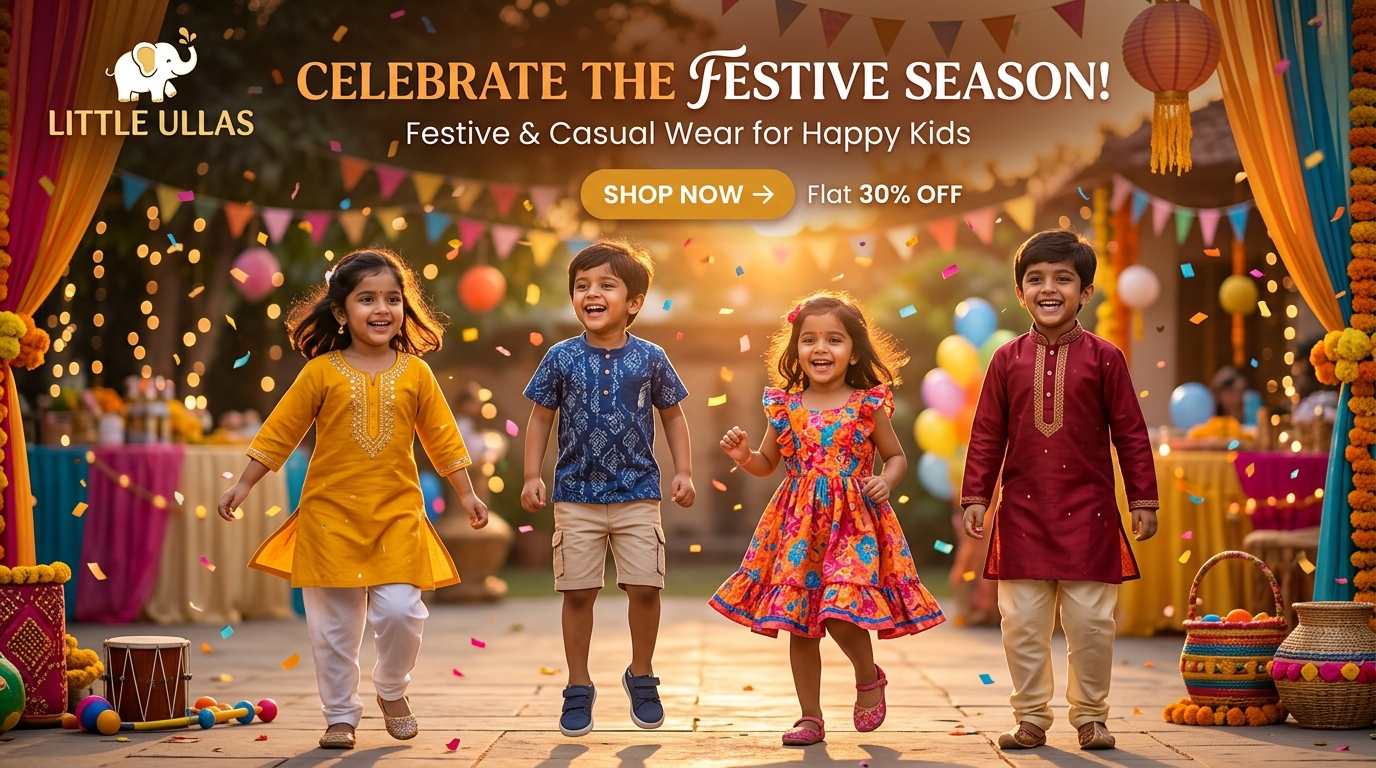 Happy Indian children in festive clothing